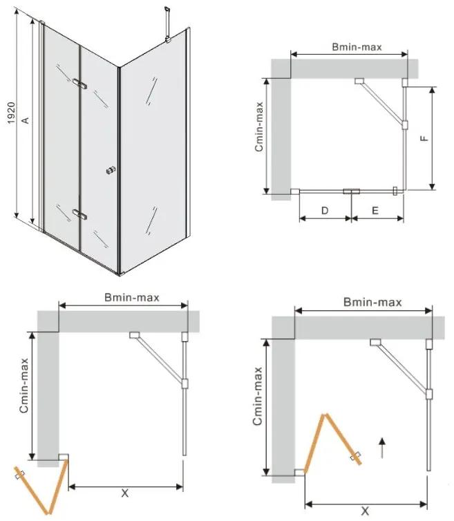 Mexen Lima, sprchovací kút 70 (dvere) x 60 (stena) cm, 6mm číre sklo, chrómový profil, 856-070-060-01-00