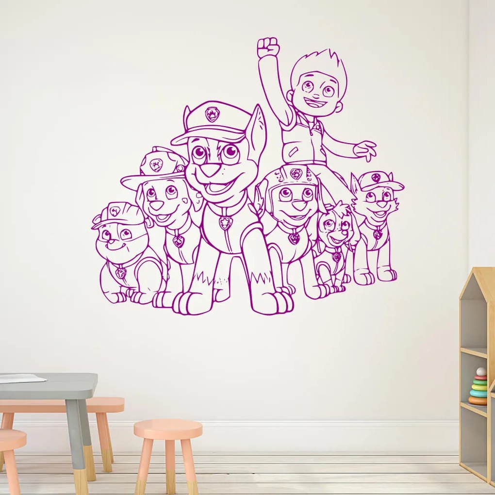 Veselá Stena Samolepka na stenu na stenu Ryder a Labková patrola Farba: béžová, Veľkosť: 100 x 88 cm