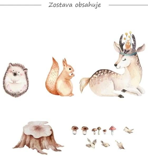 Nálepky na stenu- Jeleň, ježko a veverička