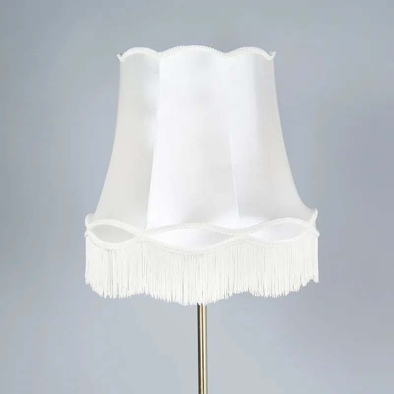 Retro stojaca lampa mosadz s tienidlom Granny krémová 45 cm - Kaso