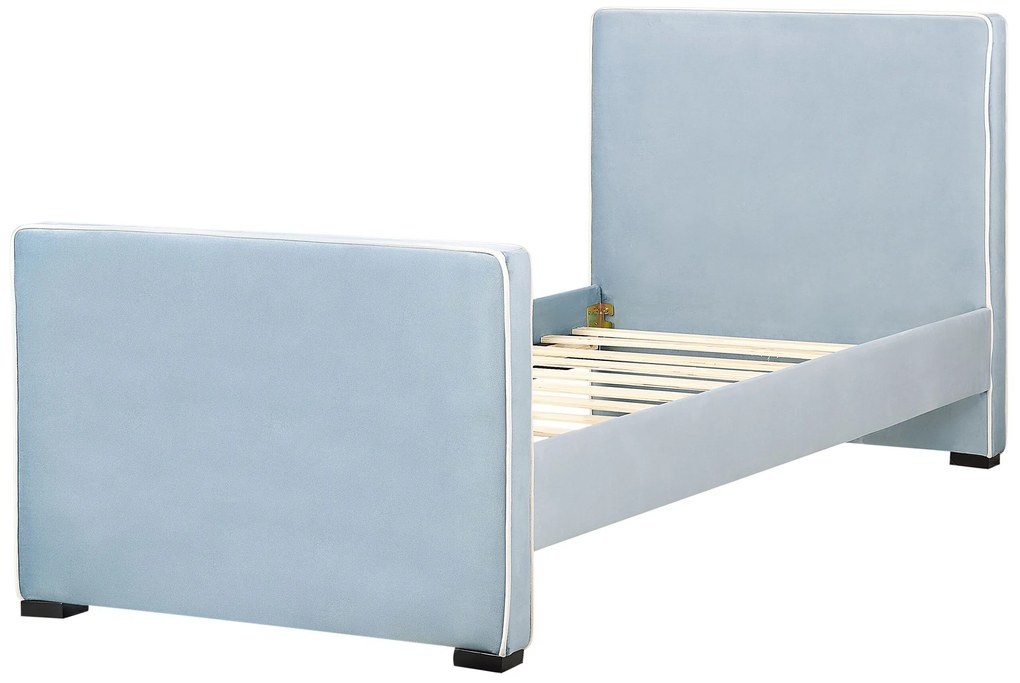 Zamatová posteľ 90 x 200 cm modrá TEENIE Beliani