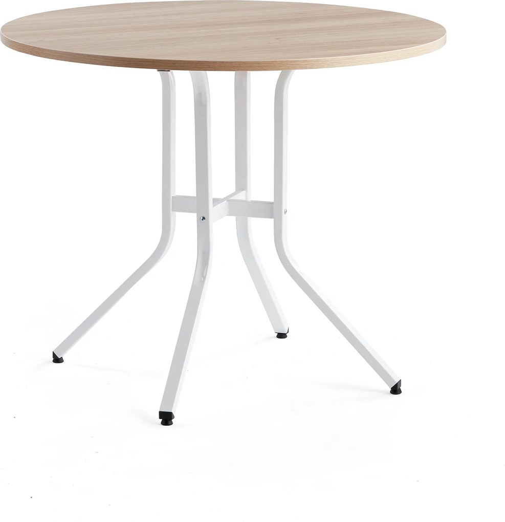 Stôl Various, Ø1100x900 mm, biela, dub