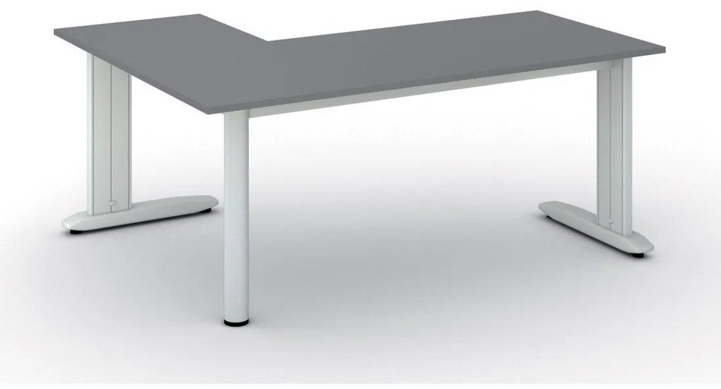 Rohový kancelársky písací stôl PRIMO FLEXIBLE, 180x140 cm, grafit