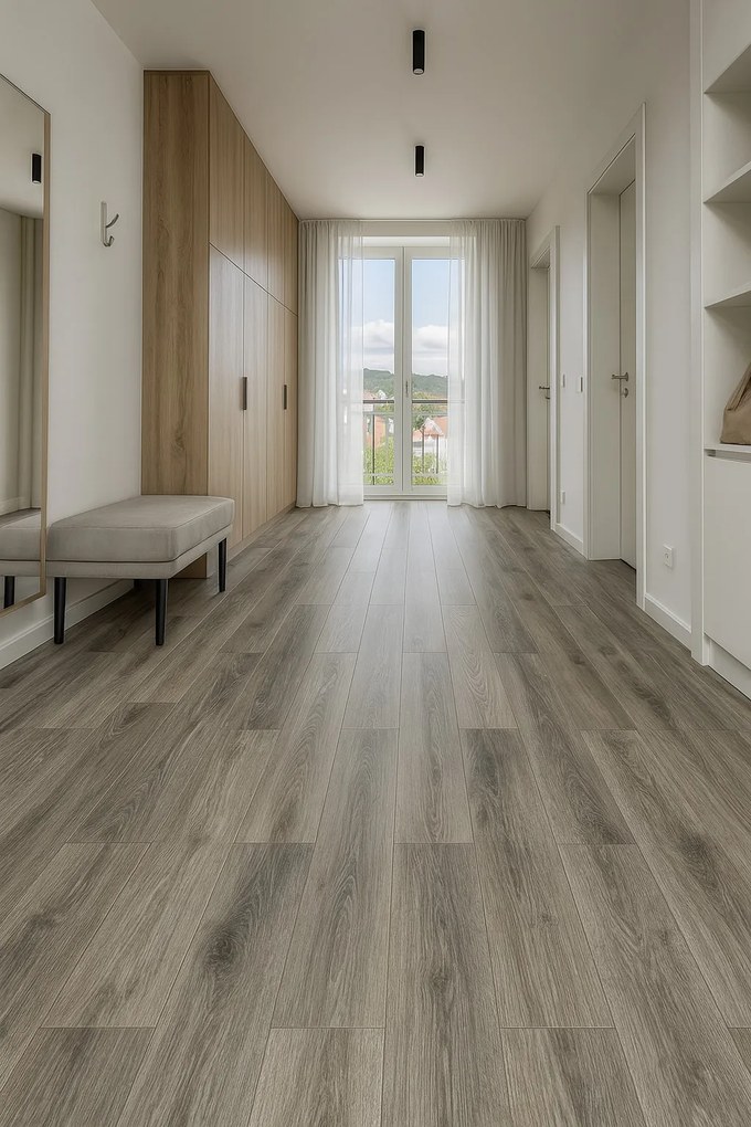 IVC Commercial, PVC podlaha - lino Logitex Ultimate 55 Tavel T81, na mieru, šíře 2m,4m, šedá, filc, chodba / predsieň