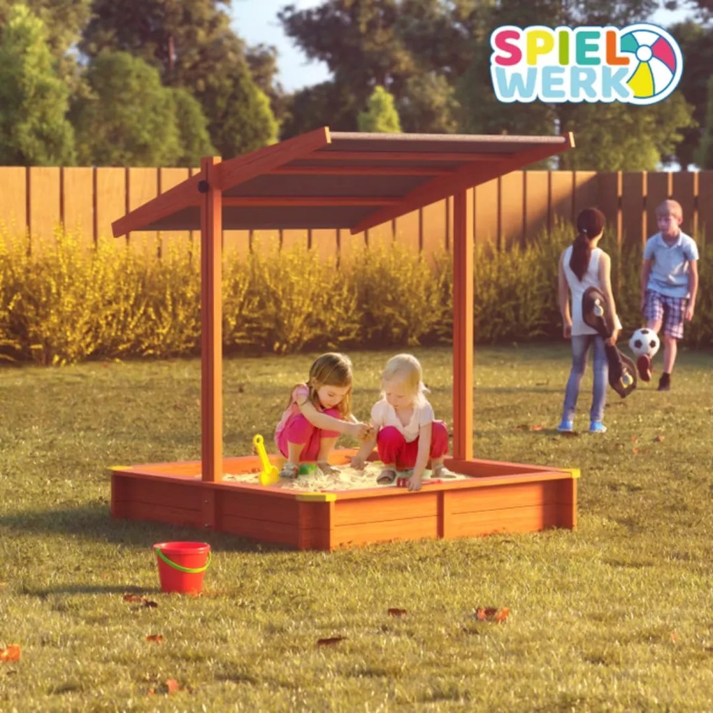 Pieskovisko so strieškou Sami, smrekové drevo, 120x120x120cm Spielwerk