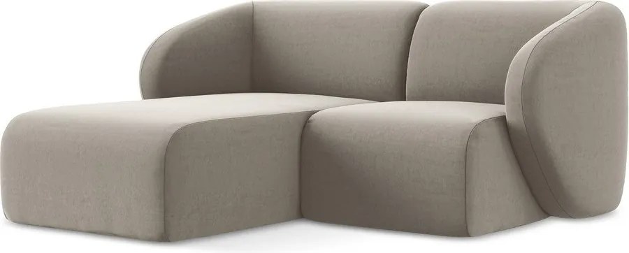 Svetlohnedá zamatová rohová pohovka (ľavý roh/s leňoškou) Lani – Makamii