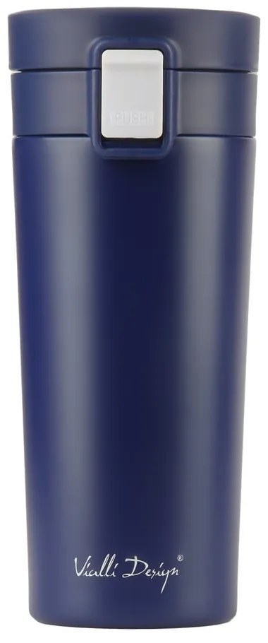 Tmavomodrý cestovný termohrnček Vialli Design Fuori, 400 ml