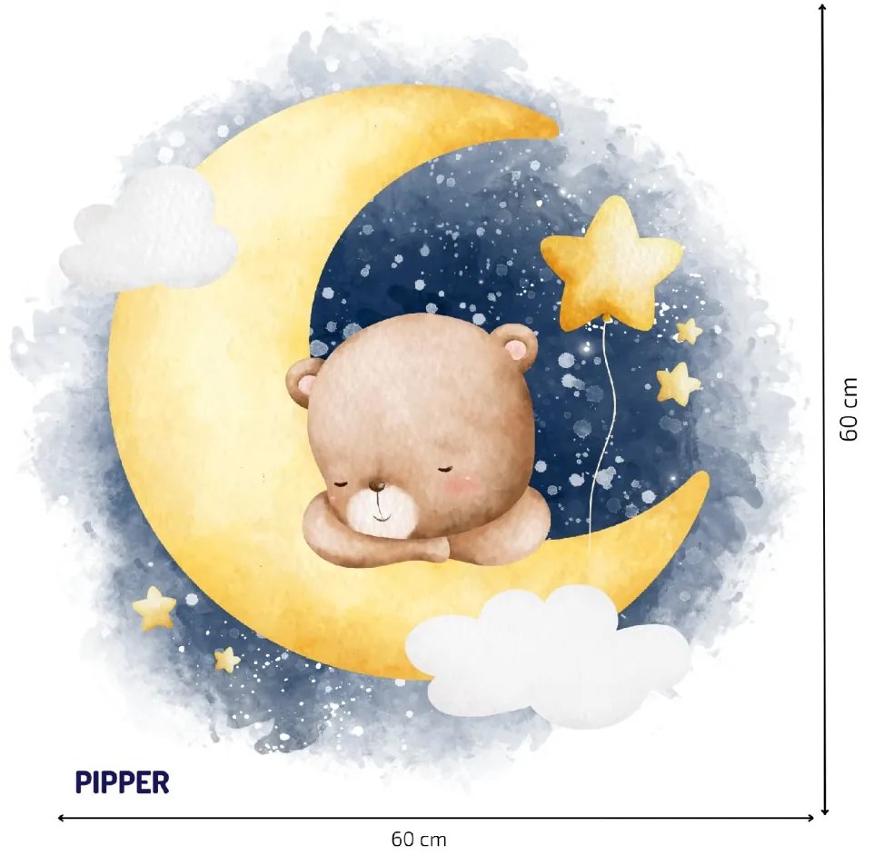 PIPPER. Samolepka na stenu "Macík na Mesiaci"