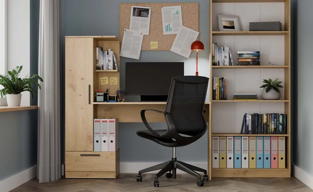 Písací stôl so vstavanou skriňou a policami COSMO dub artisan