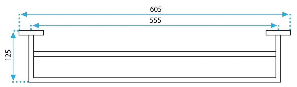 Rea Erlo 02, 2-radový vešiak na uteráky 60cm, čierna matná, REA-06908