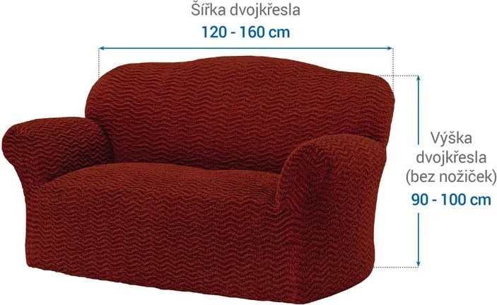 Bielastické poťahy CRISTINA medená dvojkreslo (š. 120 - 160 cm)