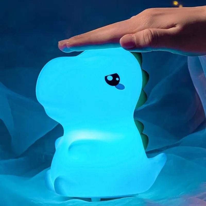 Detská stolná LED lampa Dino biela