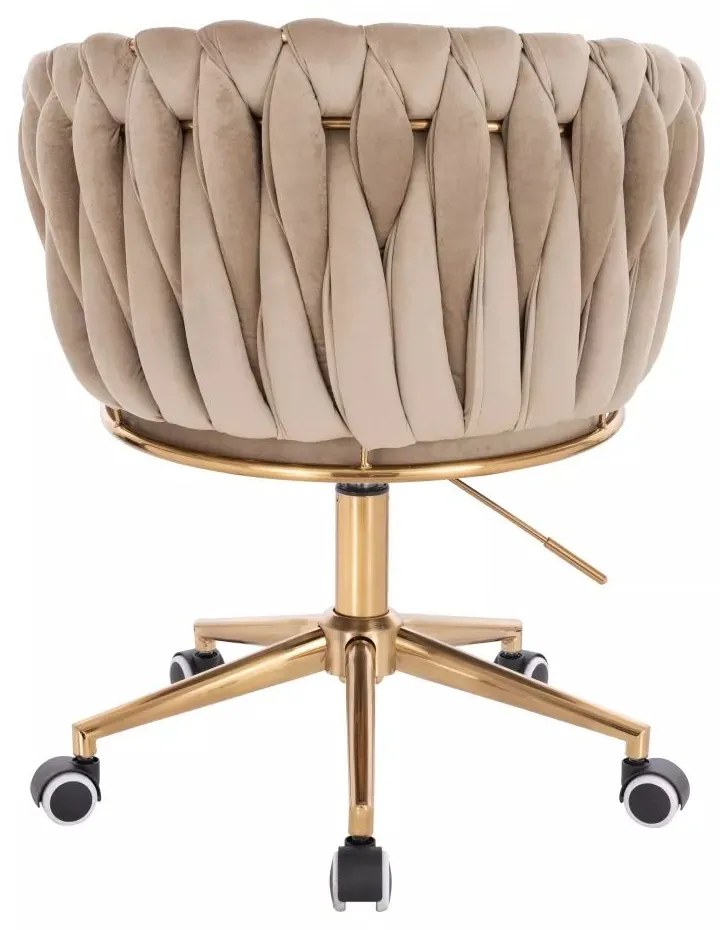 LuxuryForm DESIGN Stolička NORDEN VELUR na zlatej podstave s kolieskami - latte