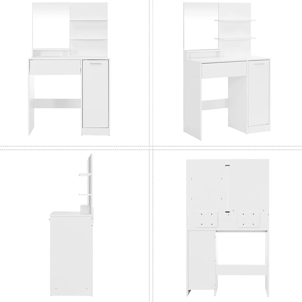 VASAGLE Moderný toaletný stolík biely