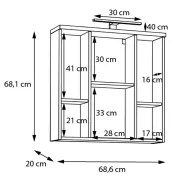 Závesná kúpeľňová skrinka so zrkadlom VENOM biela/dub artisan