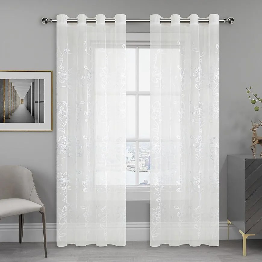 Záclona E6211 biely 160 Tovar na mieru