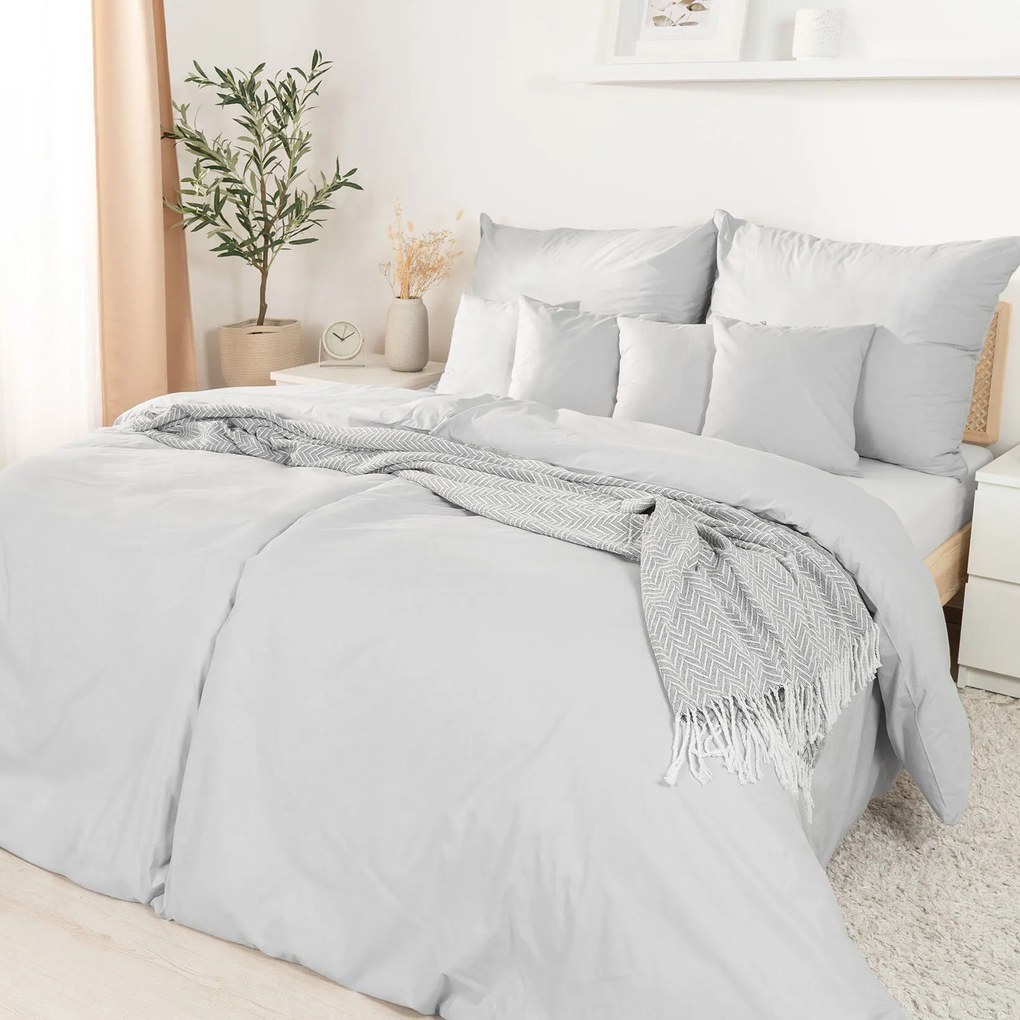 Goldea bavlnené posteľné obliečky - svetlo sivé 200 x 200 a 2ks 70 x 90 cm