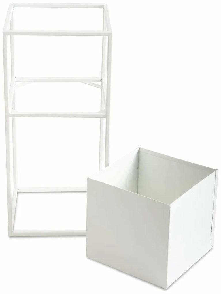 KOVOVÝ KVETINÁČ SO STOJANOM PLAIN 50X24 CM BIELA