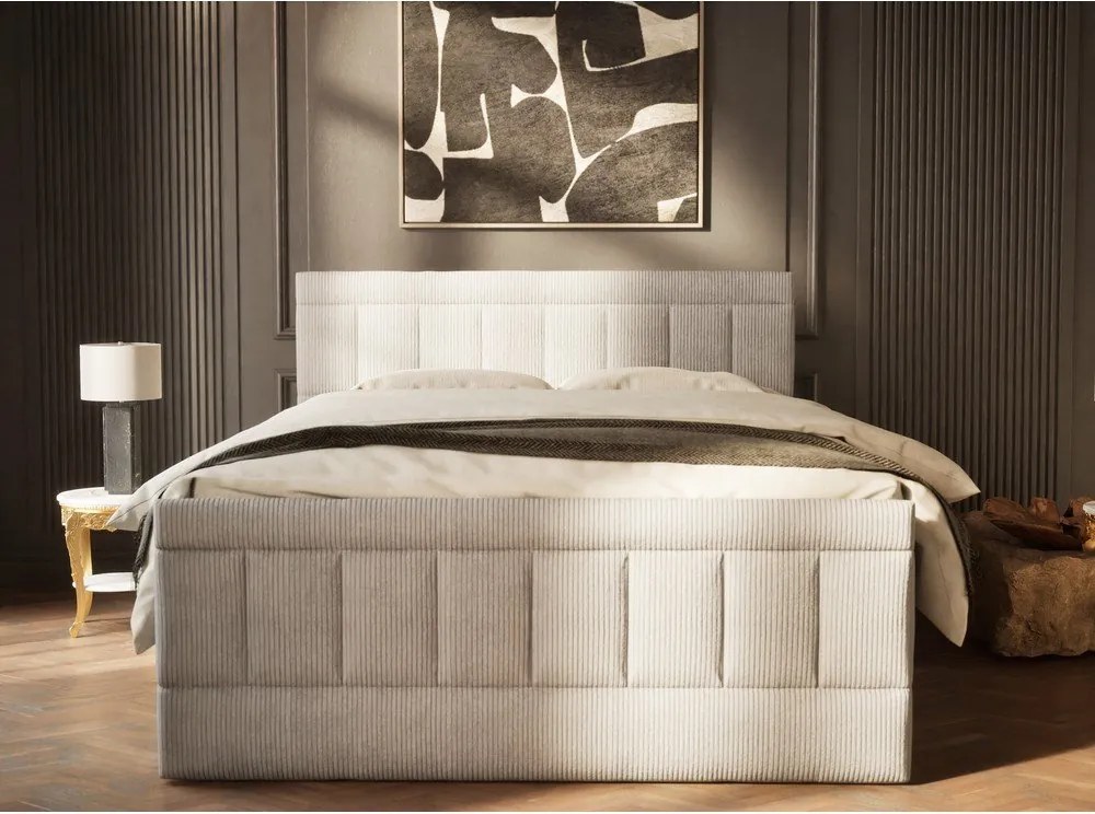 Sivá boxspring posteľ s úložným priestorom 200x200 cm Caya – Maison de Rêve