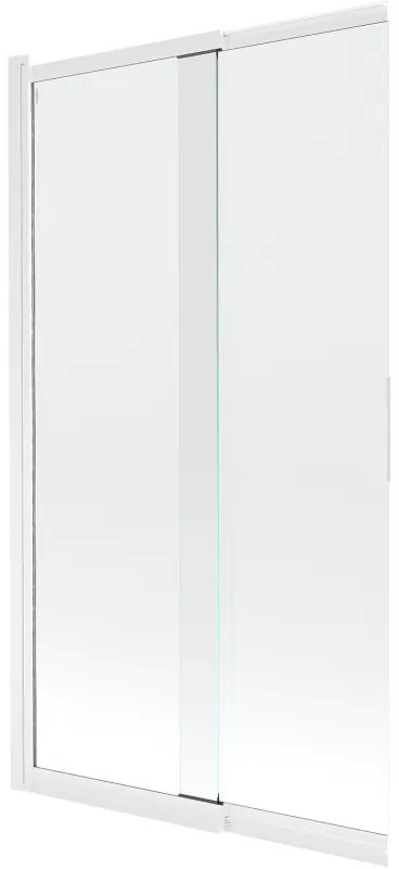 Mexen Fox, 2-krídlová posuvná vaňová zástena 100 × 150 cm, 5mm číre sklo, biely profil, 891-100-002-20-00