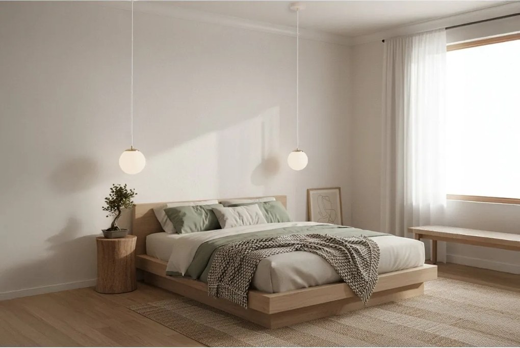 Závesné svietidlo Florence, 1x biele sklenené tienidlo, g/be