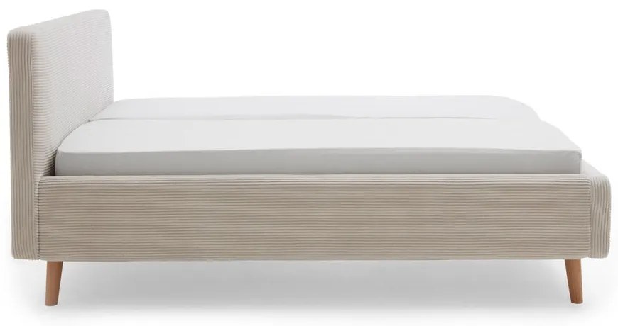 Béžová čalúnená dvojlôžková posteľ s úložným priestorom s roštom 140x200 cm Mattis Cord – Meise Möbel