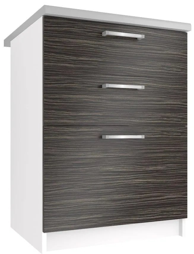 Kuchynská skrinka Belini spodná so zásuvkami 60 cm eben kráľovský s pracovnou doskou TOR SDSZ60/0/WT/HK/0/P