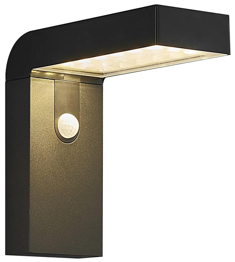 NORDLUX Vonkajšie solárne LED svetlo so senzorom ALYA, 5 W, teplá biela, čierna