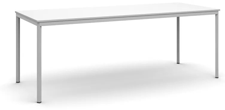 Stôl jedálenský, 2000 x 800 mm, sivá podnož, biela