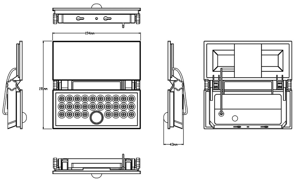 TOP LIGHT Svetlo nástenné Heleon PIR PRO, Čierna