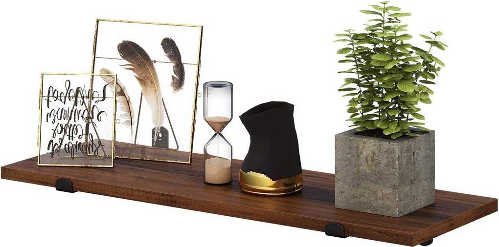 Súprava nástenných políc, sada 2 ks, 60 x 20 x 7 cm, hnedá a čierna