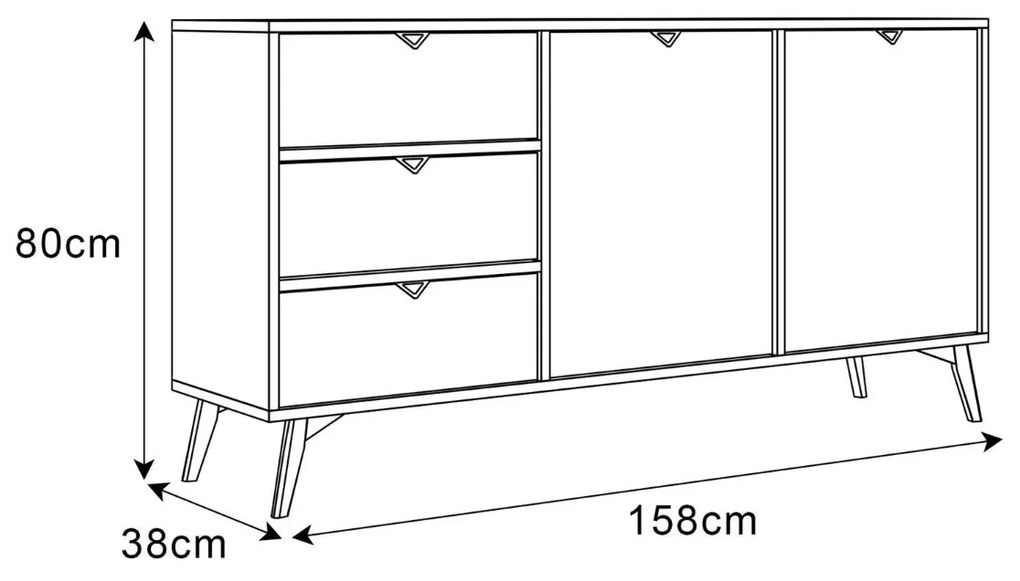 KOMODA FONDY JEDLIČKA SCANDI + EUKALYPTUS 158 cm