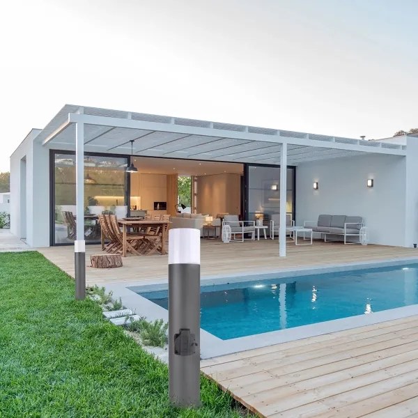 Vonkajšia lampa so zásuvkou DALLAS 1xE27/12W/230V IP44 antracit