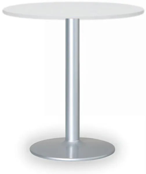 Konferenčný stolík FILIP II, priemer 80 cm, sivá podnož, biela