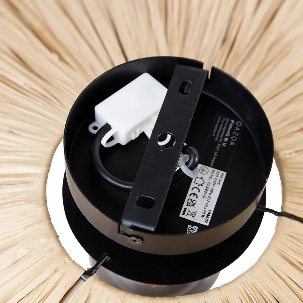 Rustikálna nástenná lampa čierna s lanom 45 cm - Leia