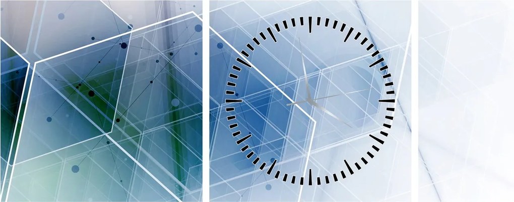 Obraz - Geometrické útvary (s hodinami) (90x30 cm)