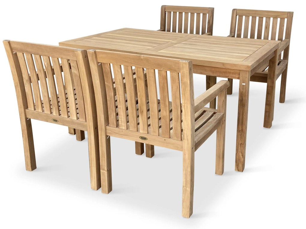 Noela Záhradný teakový set Garden I + 4x kreslo Kingsbury