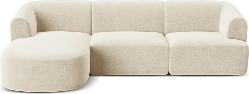 Béžová zamatová rohová pohovka (ľavý roh/s leňoškou) Campi – Cosmopolitan Design