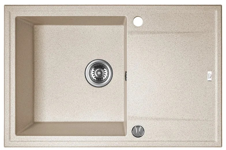 Laveo Megalo, 1-komorový granitový drez 780x500x185 mm + drezová batéria BKZ_468, béžová, LAV-SBEA411T