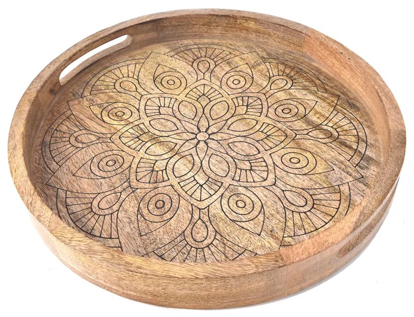 InDecor Podnos z mangového dreva Mandala, 38 x 4,5 cm
