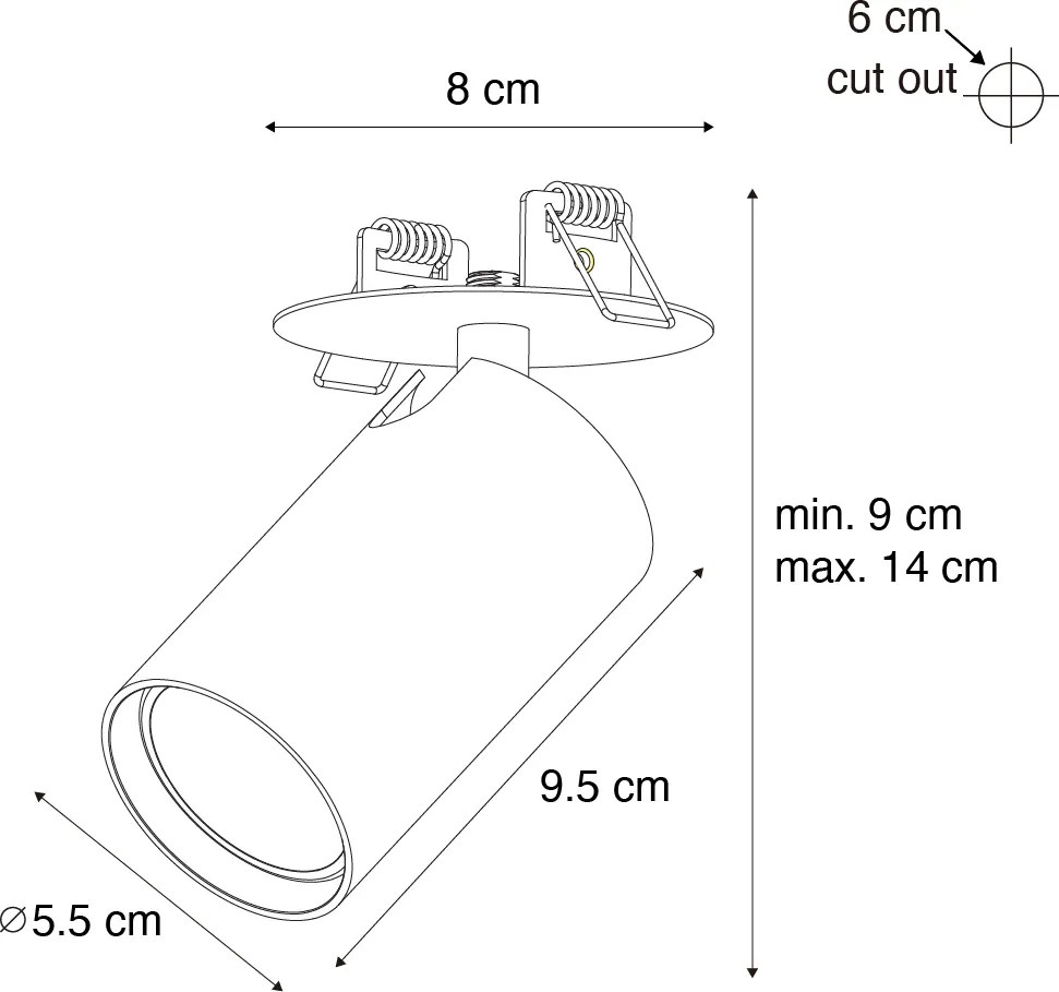 Moderné zapustené bodové svetlo čierne GU10 50 mm - Chels