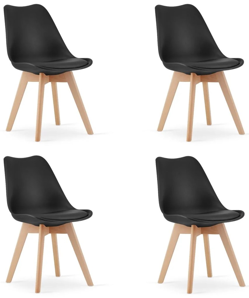 Set 4 stoličiek MARK čierne / hnedé nohy