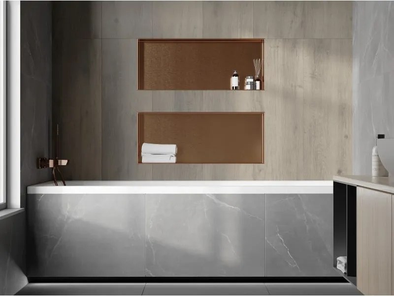 Mexen X-Wall-NR, polica na zapustenie bez príruby 75 x 30 cm, medená matná - 19C1753010