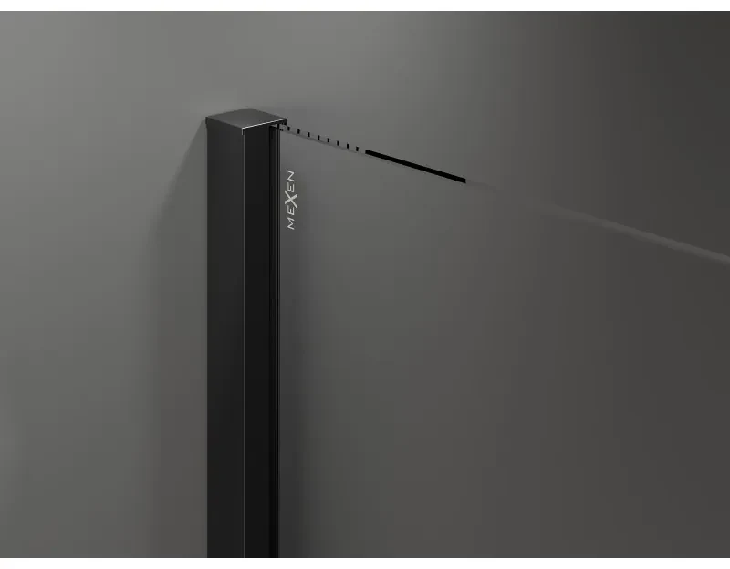 Mexen Velar, sprchový kút s posuvnými dverami 150 x 80 cm, 8mm šedé sklo, čierna matná, 871-150-080-41-70