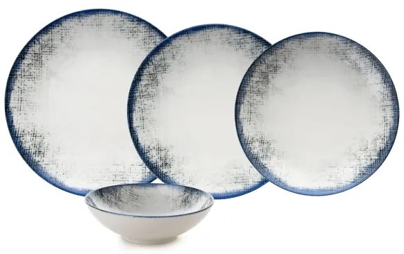 Jedálenská súprava 24 ks biela/modrá/porcelán