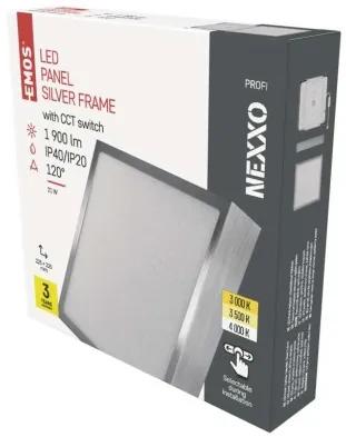 EMOS Prisadené stropné LED osvetlenie NEXXO, 21W, teplá biela-studená biela, štvorcové, chrómované