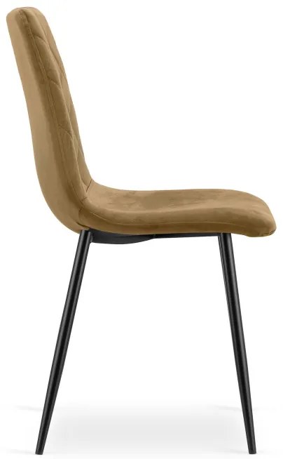 Set štyroch jedálenských stoličiek TURIN zamatové, hnedé / čierne nohy (4 ks)