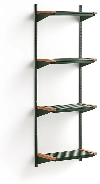 Regál na topánky JEPPE so 4 policami, základná sekcia, 1790x600x310 mm, zelená/dub