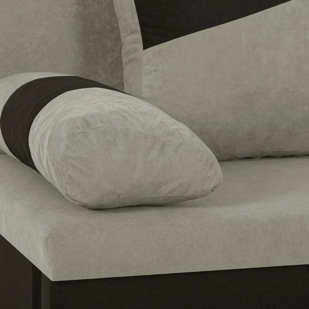 Rozkládací rohová sedací souprava ROLO Béžová/Hnědá