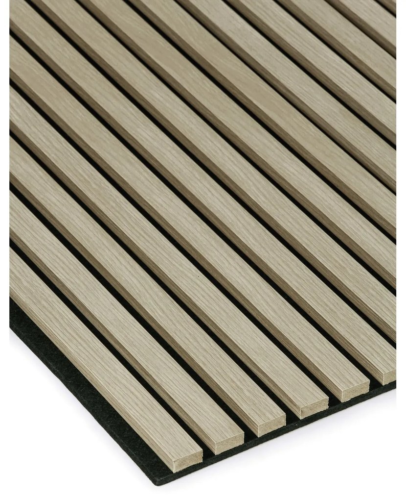 Drevený akustický panel, 2400 x 600 mm, čierny podklad, dub morený